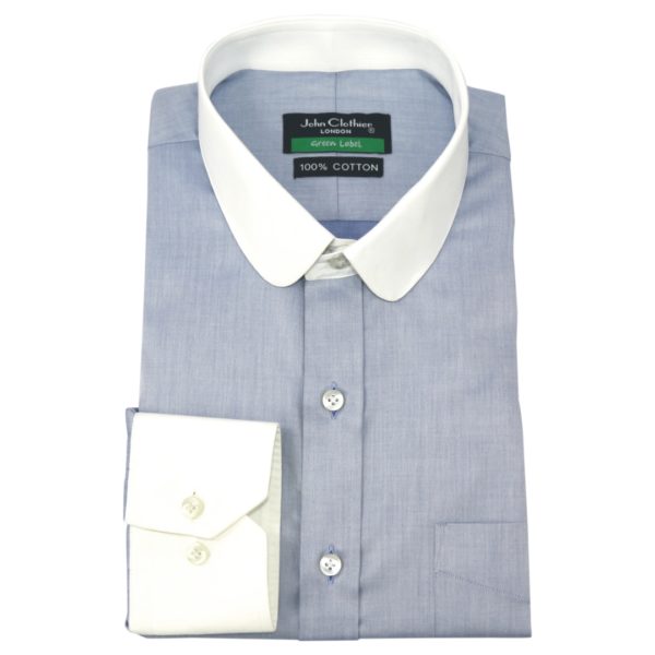 Sky-Blue-Melange Penny Collar Shirt