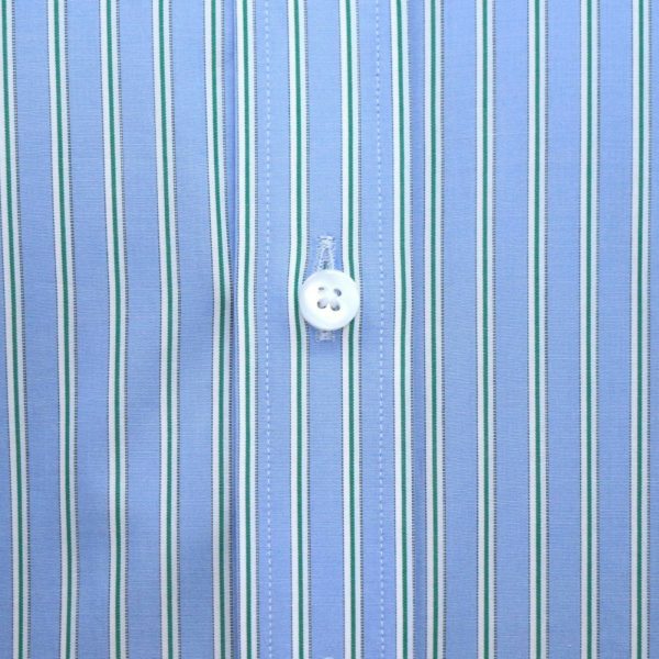 Sky-Blue Stripes high collar - John Clothier Sky Blue Stripes