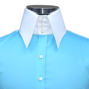 Solid-Sea-Blue high collar - John Clothier Solid Sea Blue