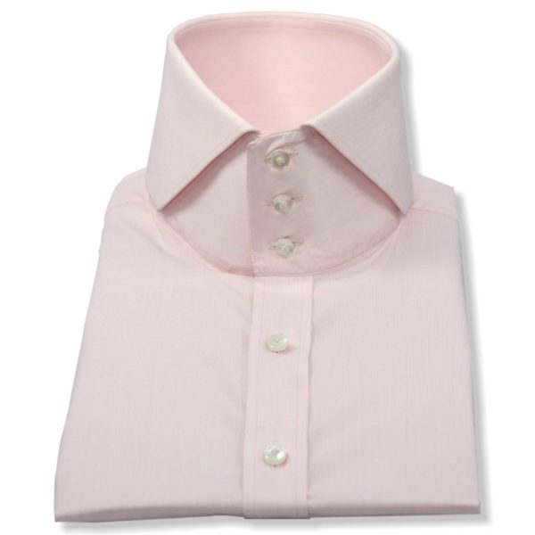 pink high collar shirt for men in cotton