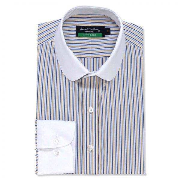Blue-Stripes Penny collar shirt