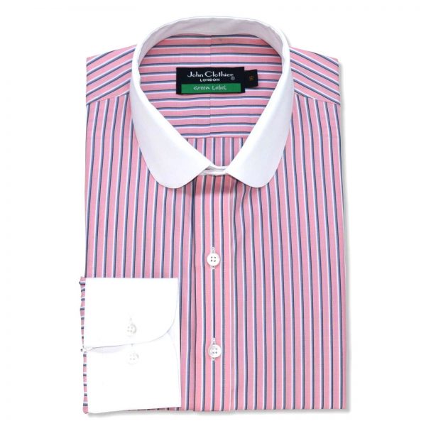 Pink-Stripes Penny collar shirt