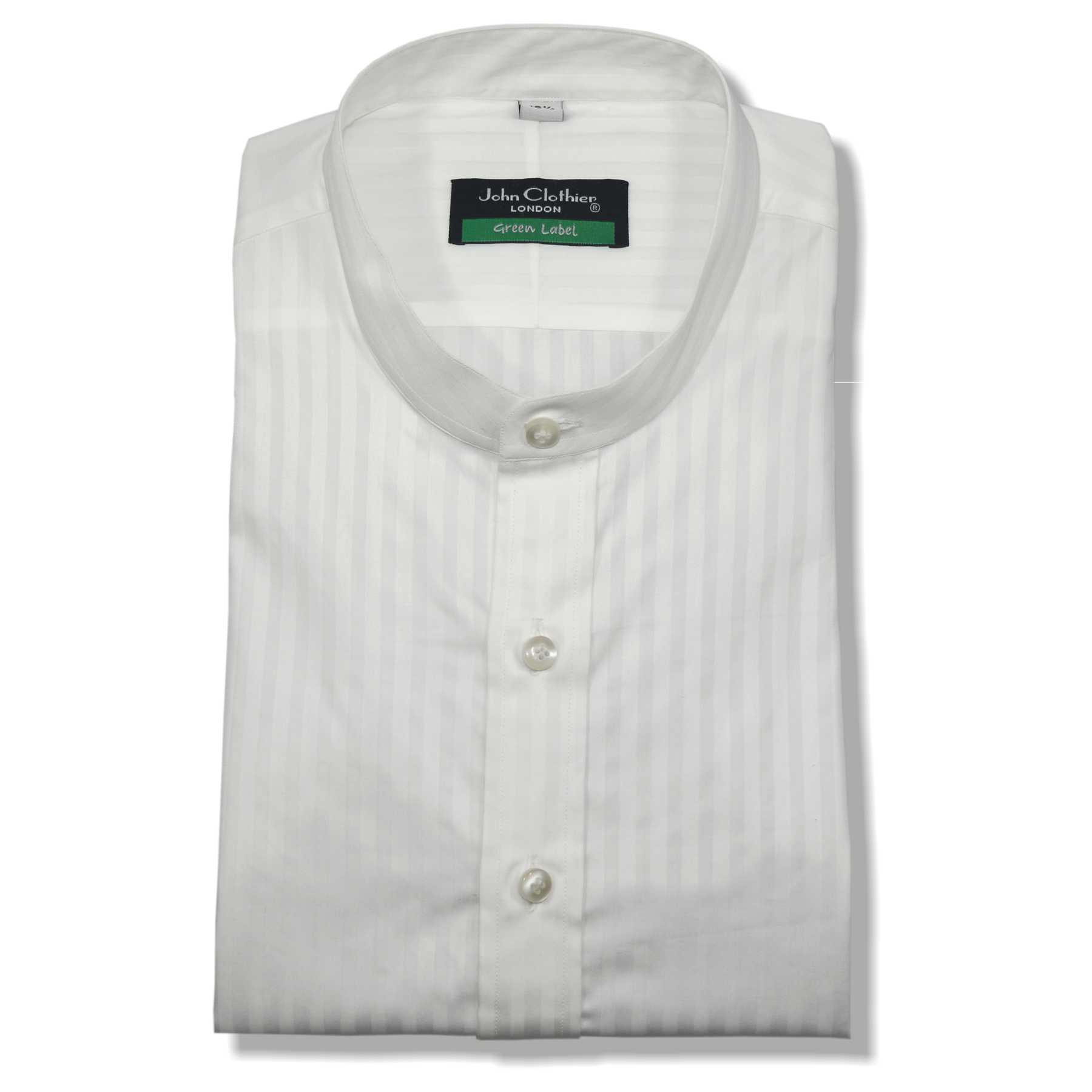 White Grandad collar shirt - John Clothier White Stripes.B