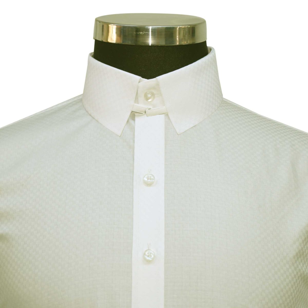 Cream Cotton Tab Collar Mens Long Sleeves Shirt