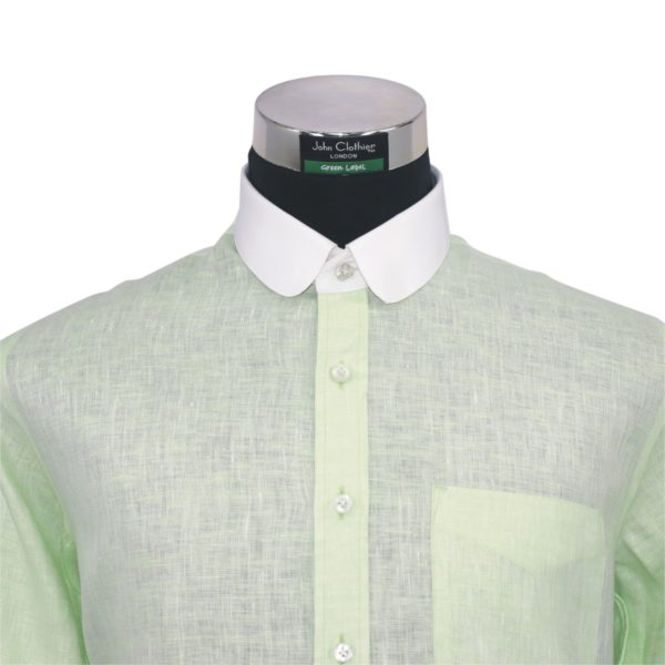 Green Linen Peaky blinders penny collar mens shirt