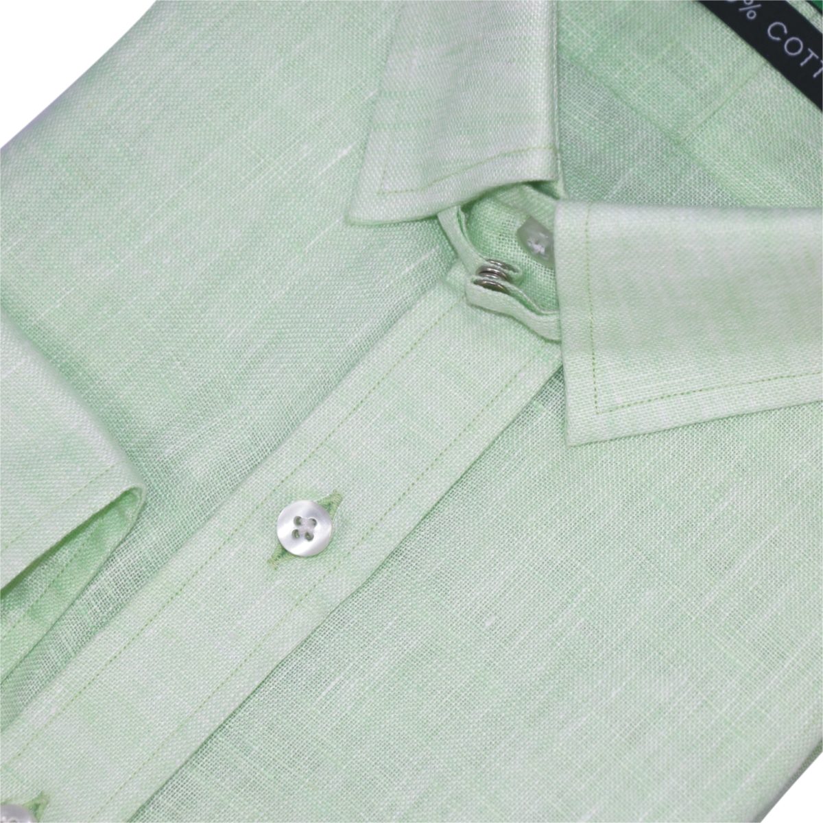 Green linen james bond loop collar mens shirt