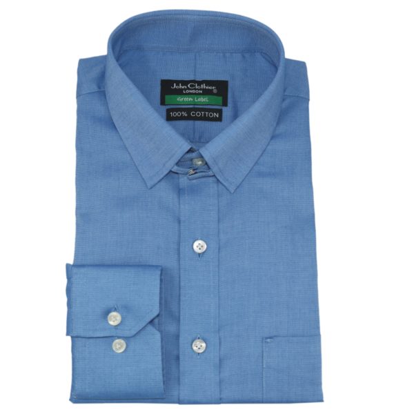 Blue-Tiny Checks Tab Collar - - - John Clothier London