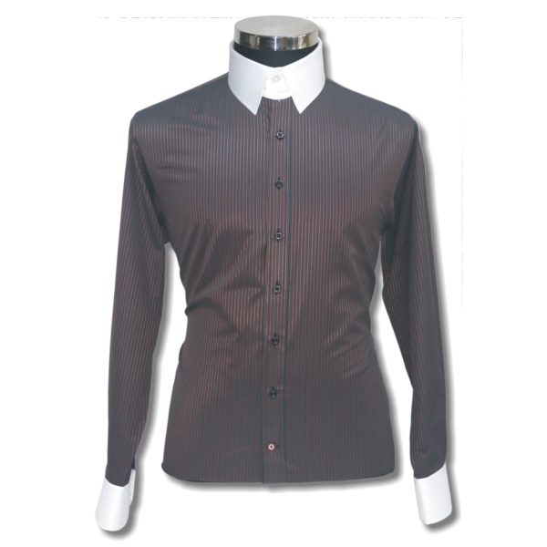 Golden brown tab collar james bond collar mens cotton shirt