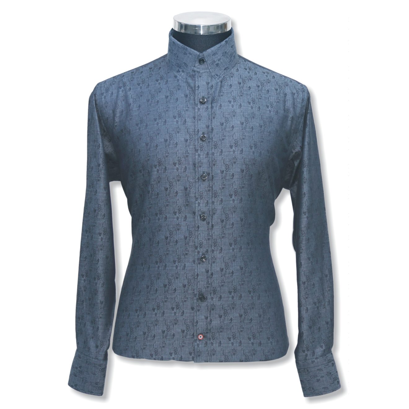 Black-Blue Jacquard Tab-Collar - John Clothier London