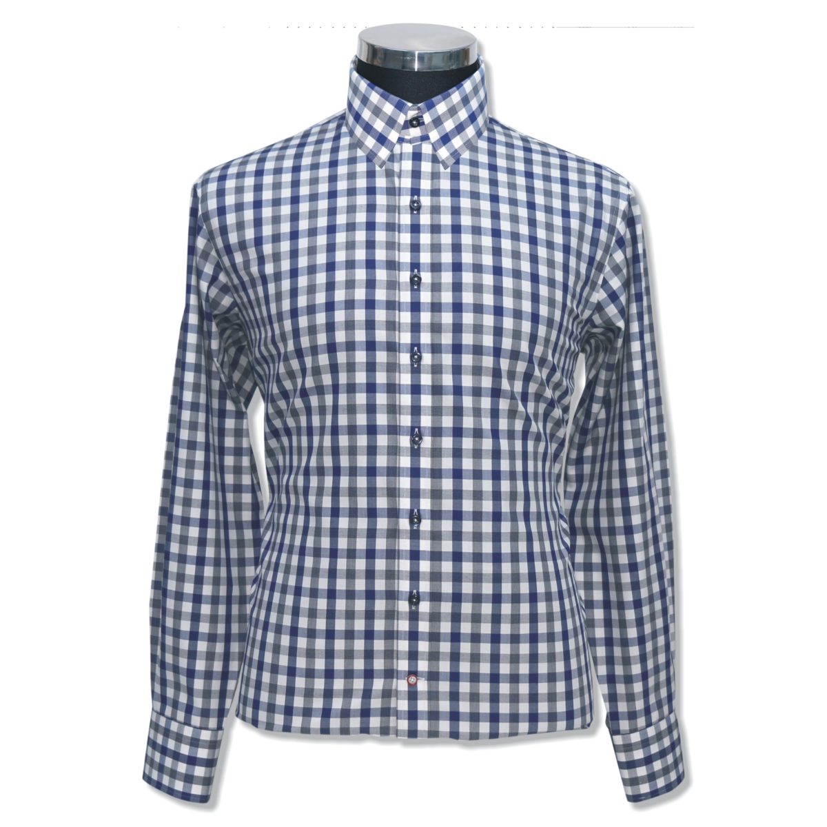 Blue Grey Checks Tab collar cotton shirt