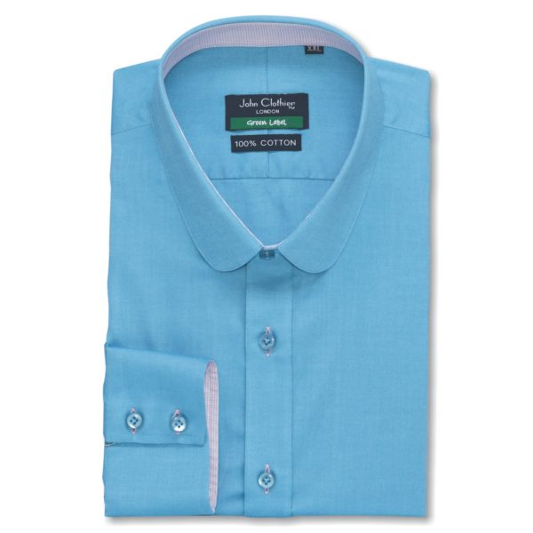 sea blue oxford penny collar shirt