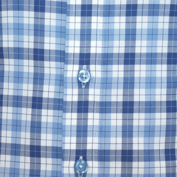 Blue British checks penny collar cotton shirts