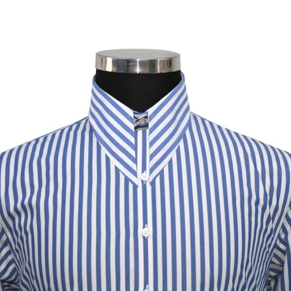Navy-Blue Stripes Spear Collar - John Clothier London Online