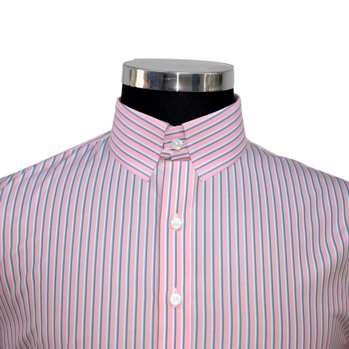 Pink-Blue Stripes Loop Collar - Visit John Clothier London