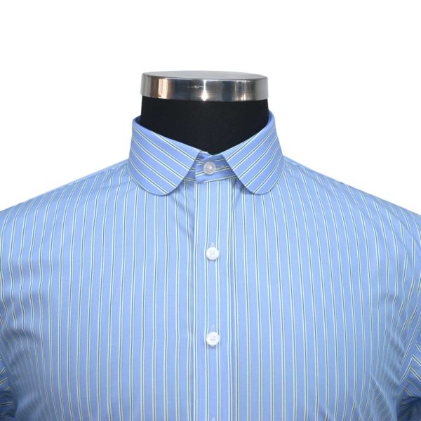 sky blue stripes penny collar shirts