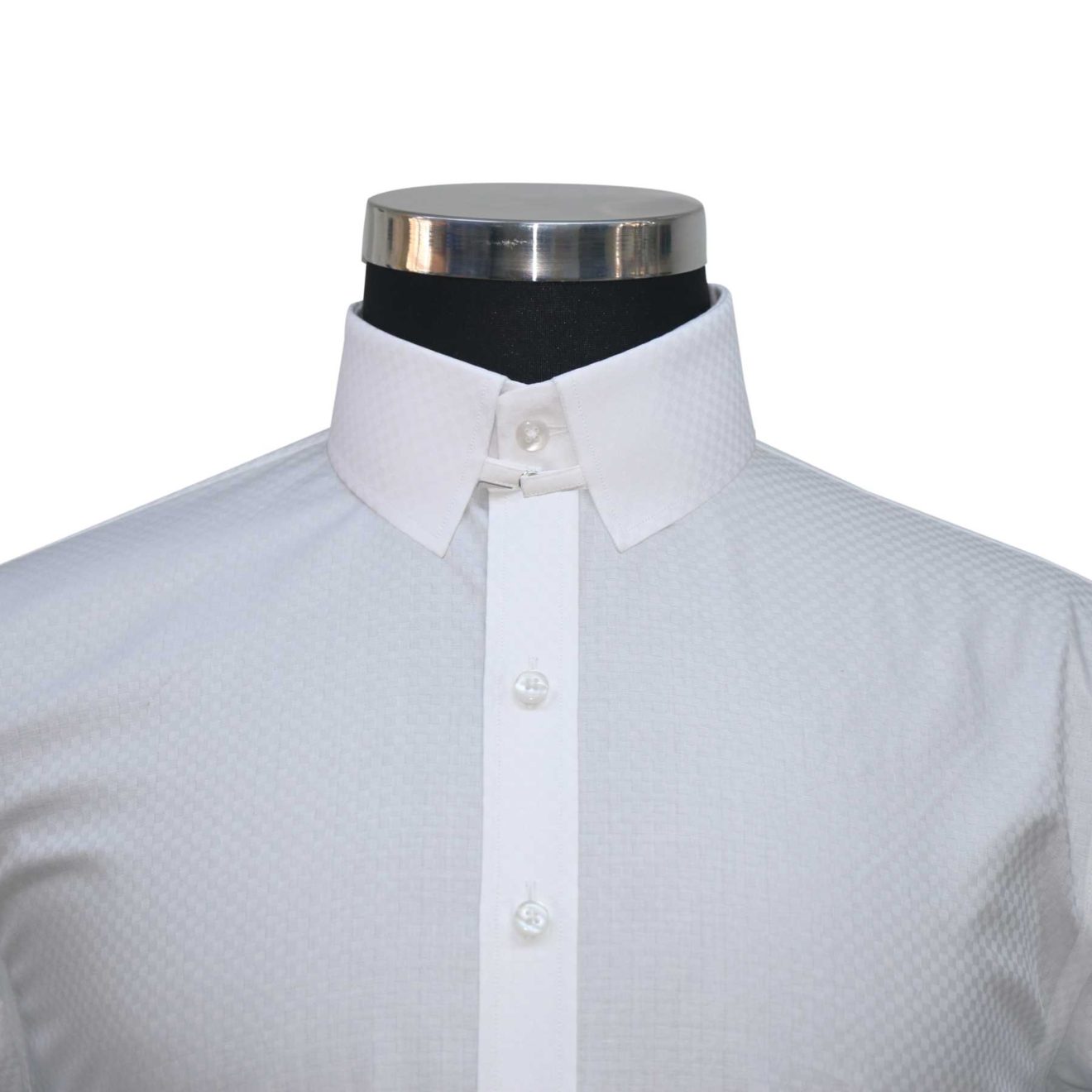 White Jacquard Tab Collar Shirt- John Clothier London