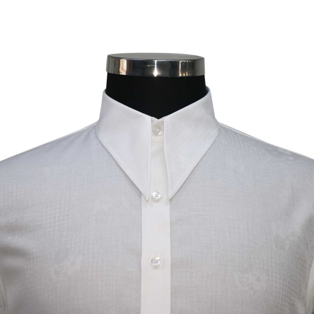 White Jacquard Spearpoint Collar - John Clothier London Online