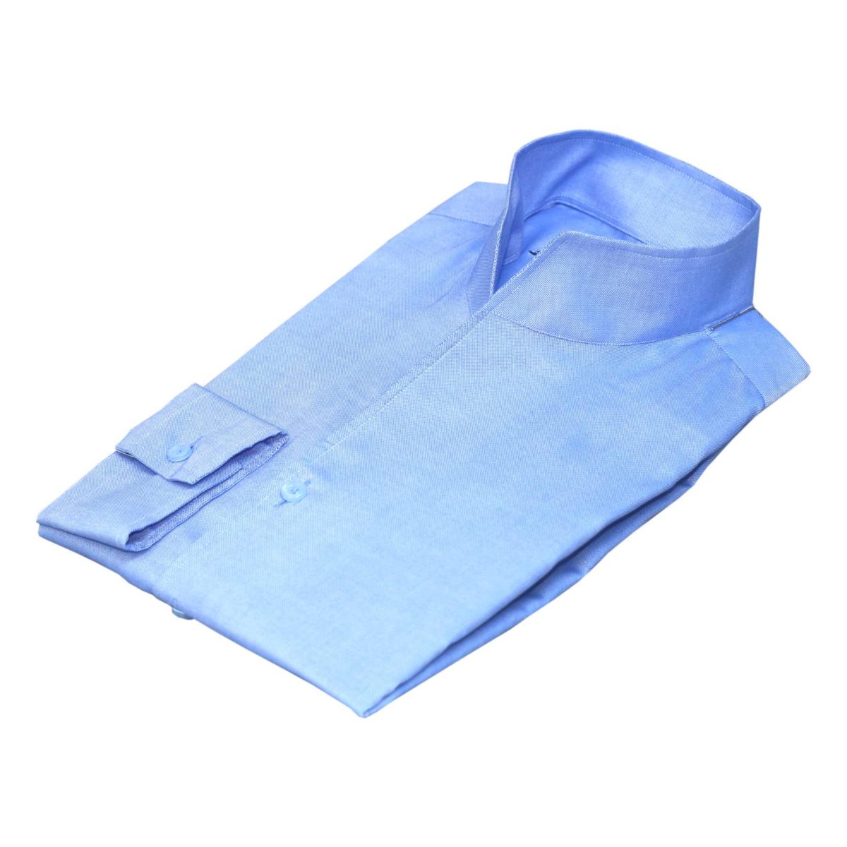 Blue high open collar shirt
