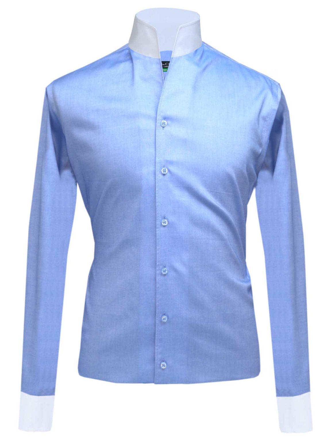 Blue High-Open Collar Shirt - John Clothier London