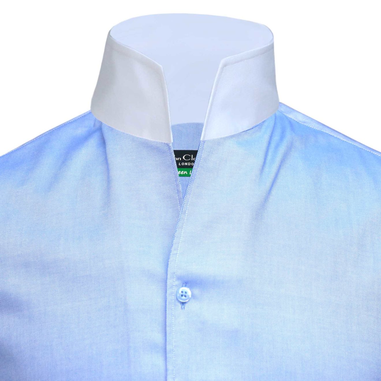 Blue High-Open Collar Shirt - John Clothier London
