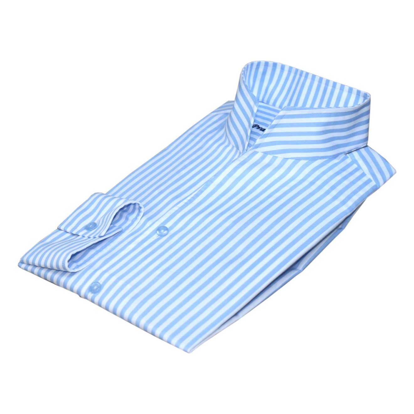 Blue-Stripes High-Open Collar Shirt - John Clothier London