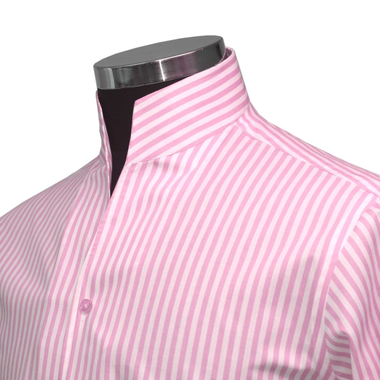Pink-Stripes High-Open Collar Shirt - John Clothier London