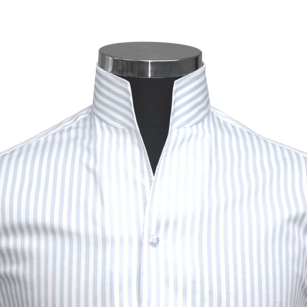 White-Stripes High-Open Collar Shirt - John Clothier London