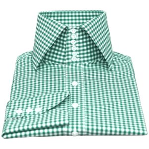 Green Gingham-Checks-6B High-Collar Shirt - John Clothier London