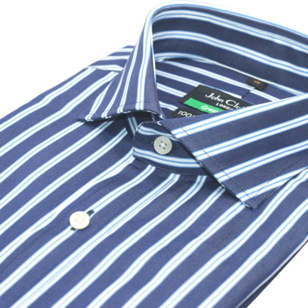 blue Stripes Cutaway collar mens Cotton shirt