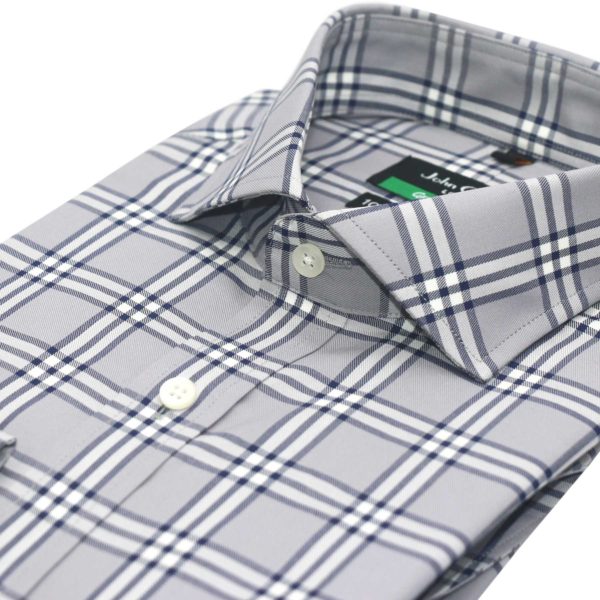 Grey Checks Cutaway collar shirt for men