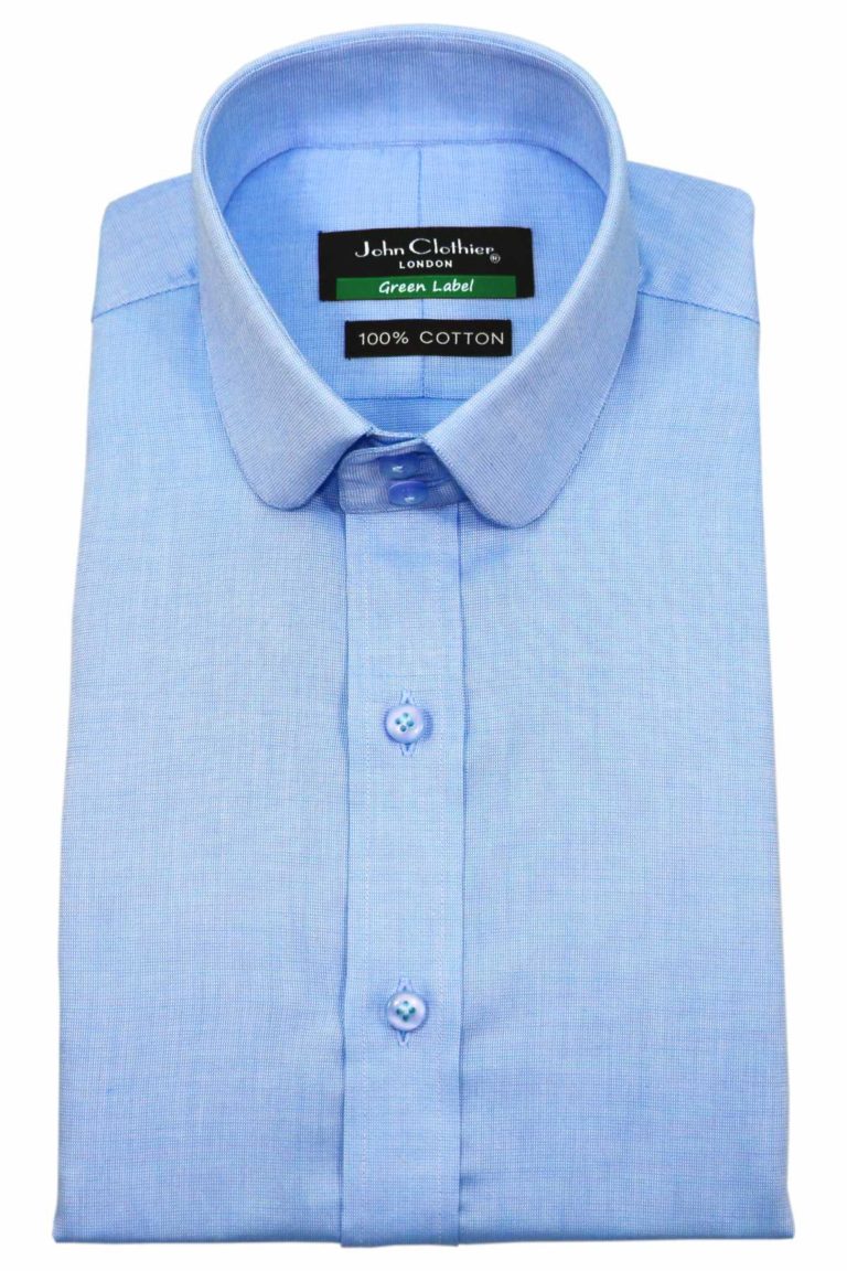 Blue-Penny High Collar Shirt- John Clothier London