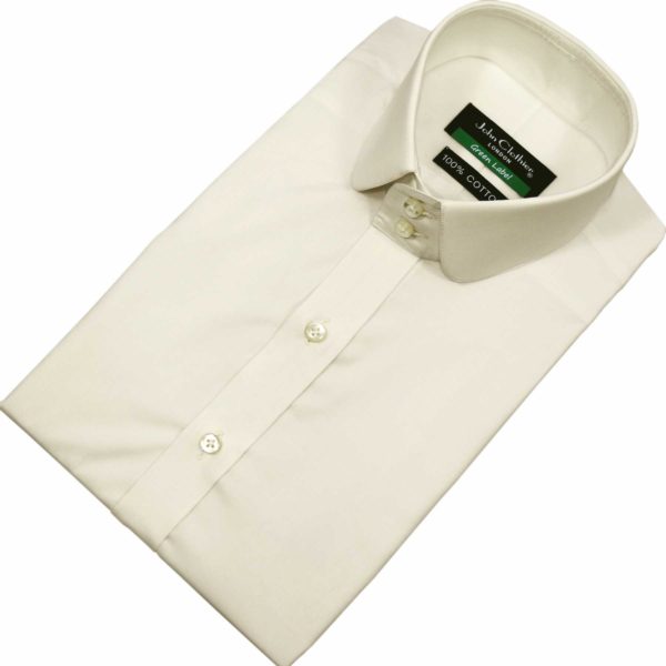 Cream-Penny High Collar Shirt- John Clothier London