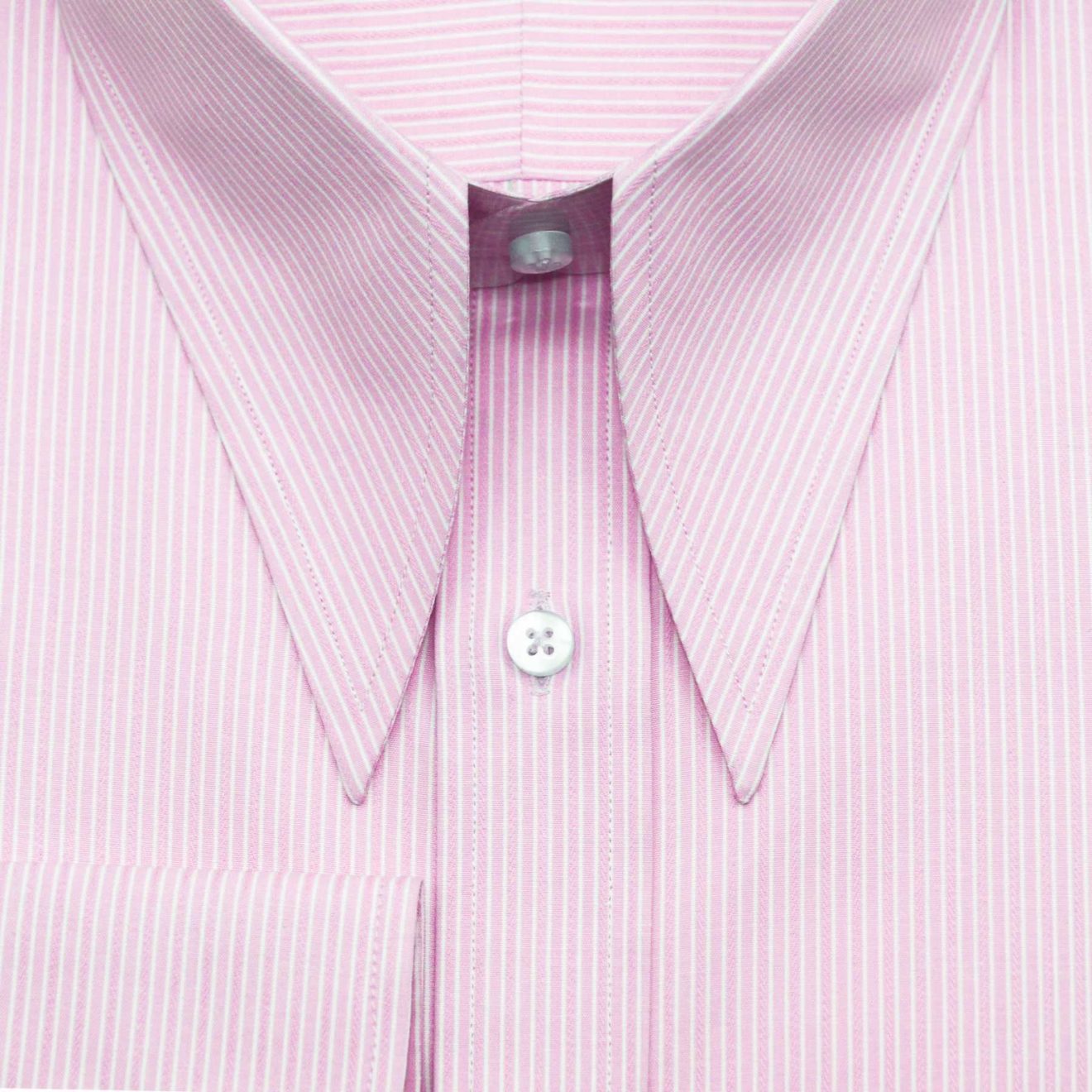 Pink-Pinstripes Spearpoint Collar Shirt - John Clothier London Online