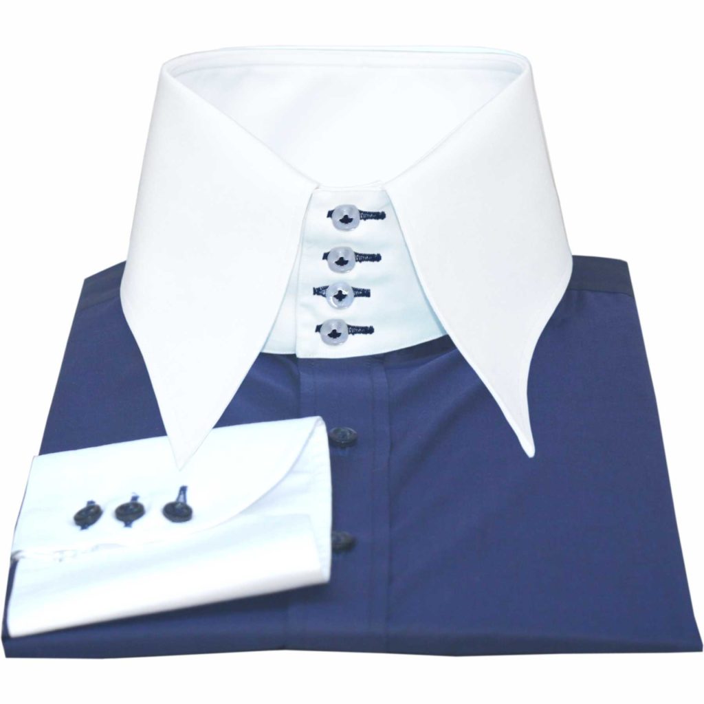 Blue-Stripes-High Spearpoint Collar Shirt - John Clothier London Online