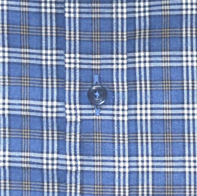 Dark Blue-checks High Collar Shirt - John Clothier London