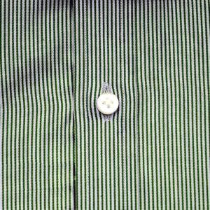 Dark Green-Pinstripes Penny Collar Shirt- John Clothier London