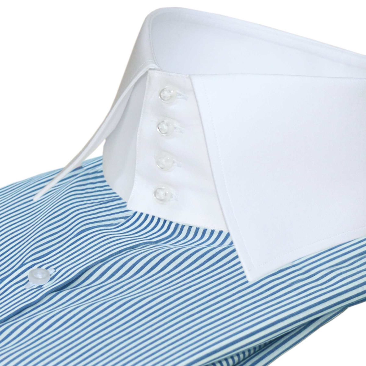 Sky-Blue-Pinstripes-High Spearpoint Collar John Clothier London Online