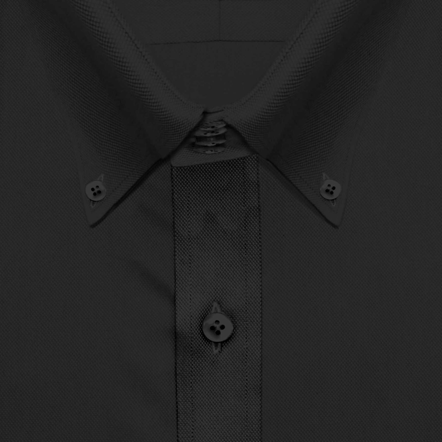 Solid-Black-Button Down High Collar Shirt - John Clothier London