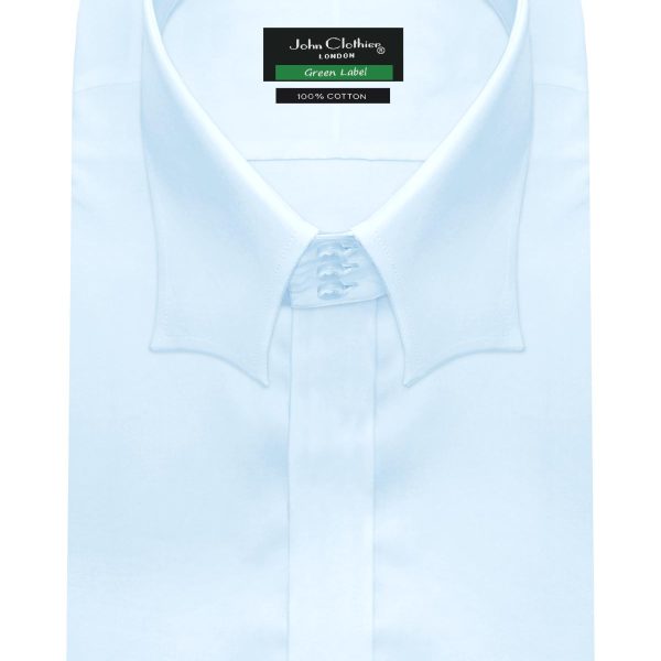 Sky Blue High Chisel Collar Hidden Placket