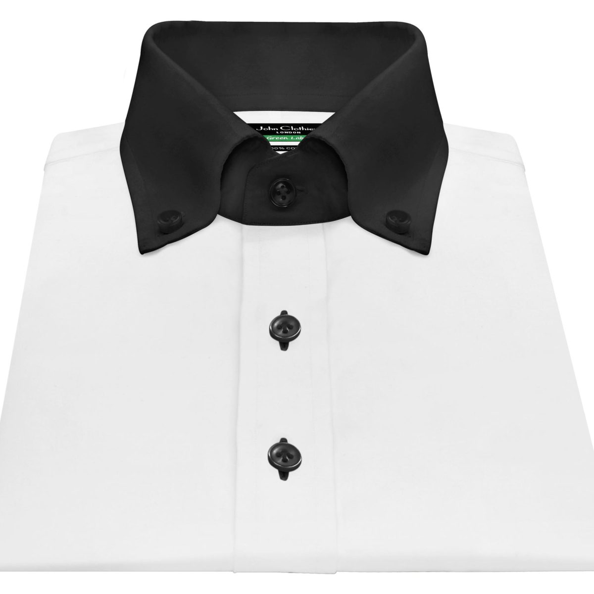 White Button Down Black Collar Shirt - John Clothier London White Button Down Black Collar Shirt - John Clothier London