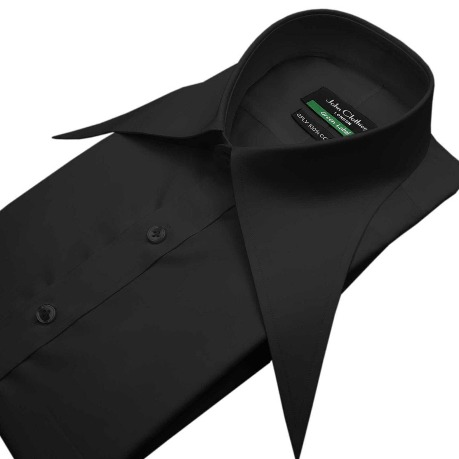 Black Extreme Spearpoint Collar Shirt - John Clothier London