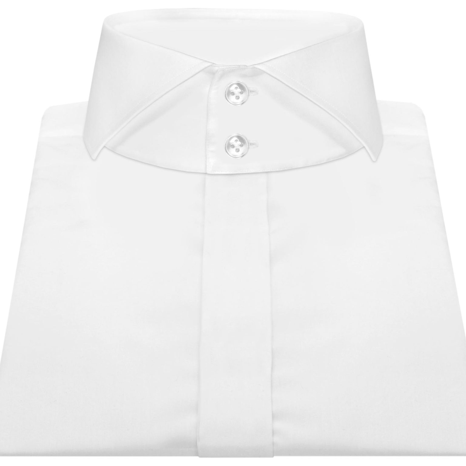 White Long Sleeve High Raised Collar Shirt