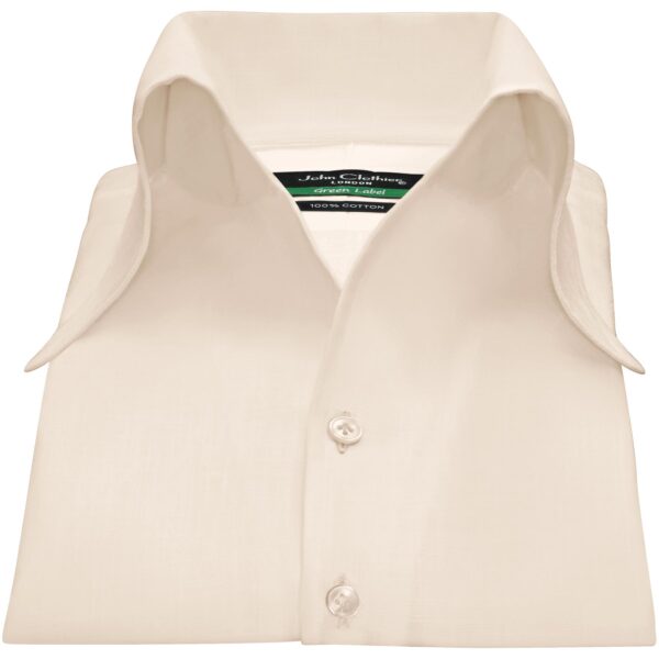Men's Fawn High Open Bow Collar Shirt, Fetish Dressing for men, by John Clothier London, made on order shirts.