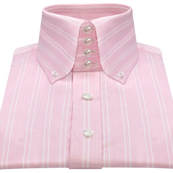 Men's Pink high button down collar shirt, 100% Cotton, hand made on order by John Clothier London