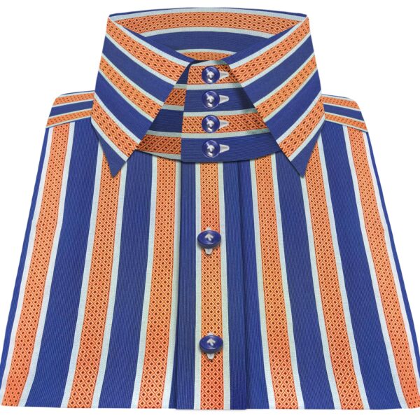 Blue Orange Broad Stripes High Spread 4B Collar