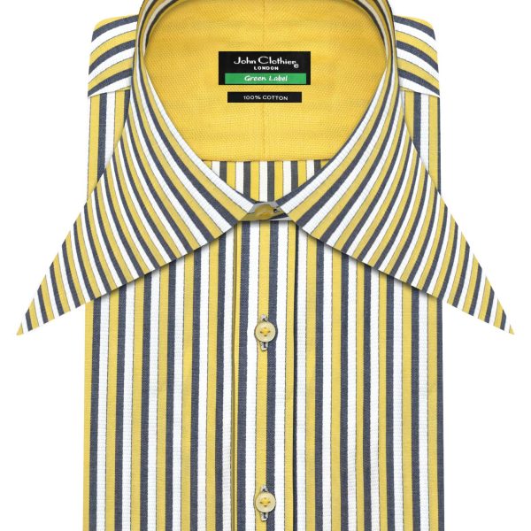 Yellow Multi Stripes Extreme Longpoint Collar, 7.5" Long spearpoint men's shirt