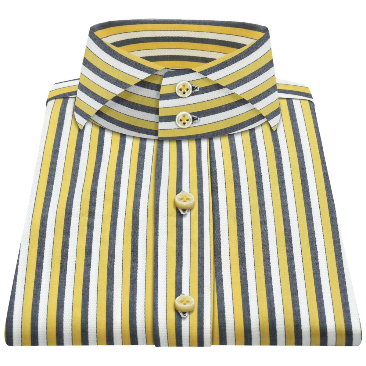 Yellow Black Stripes High Cutaway 2 Buttons Collar