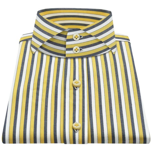 Yellow Black Stripes High Cutaway 2 Buttons Collar