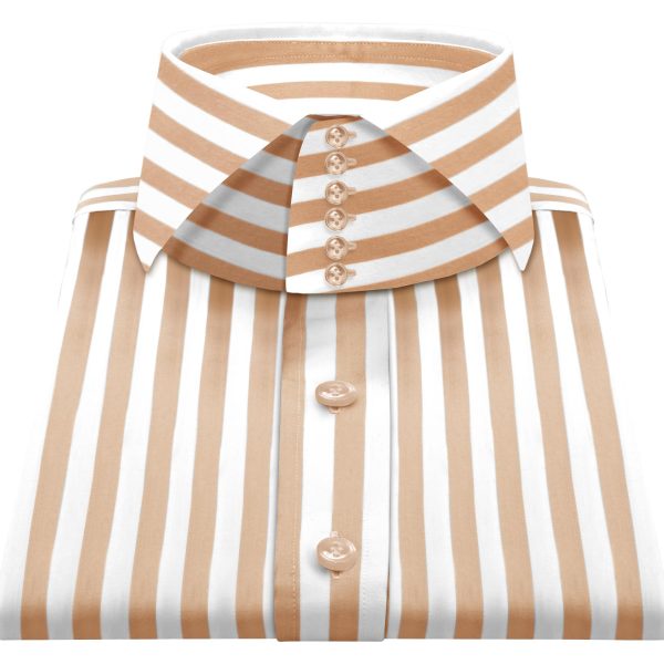 Orange Stripes High Cutaway 6 Buttons Collar Shirt