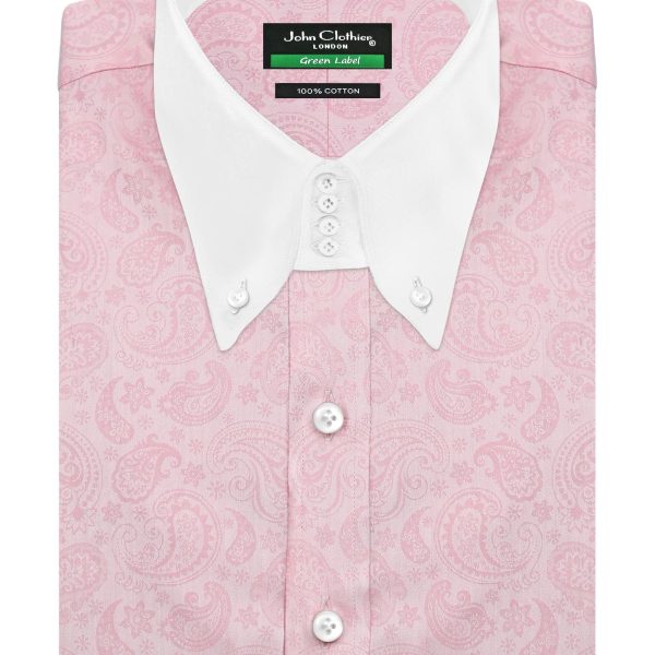 Pink Floral High Long Point 4 Button Collar
